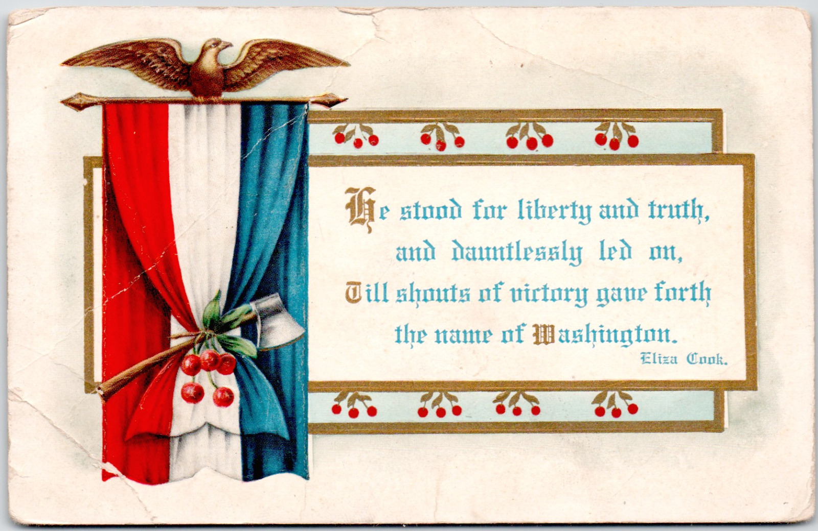 Liberty Truth Patriotic Victory Washington 1918 DB Vintage Postcard Fancy Cancel