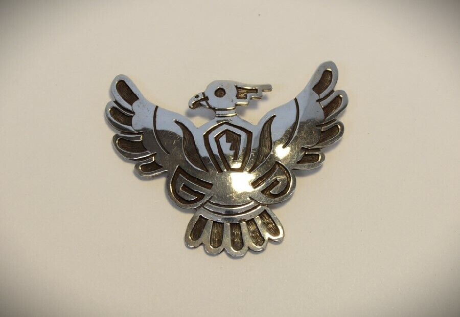 Hopi Silver Overlay Phoenix Bird Pendant/ Pin; 2