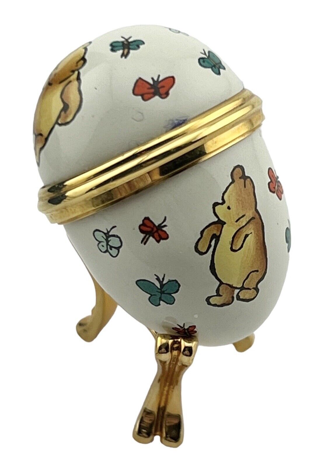 Rare Halcyon Days Enamels Winnie the Pooh Egg Shaped Box Disney Classic In Box