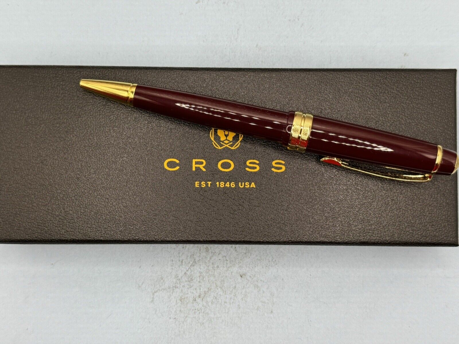 Cross Bailey Light Dark Red With Gold Ballpoint Pen AT0742-11 NEW