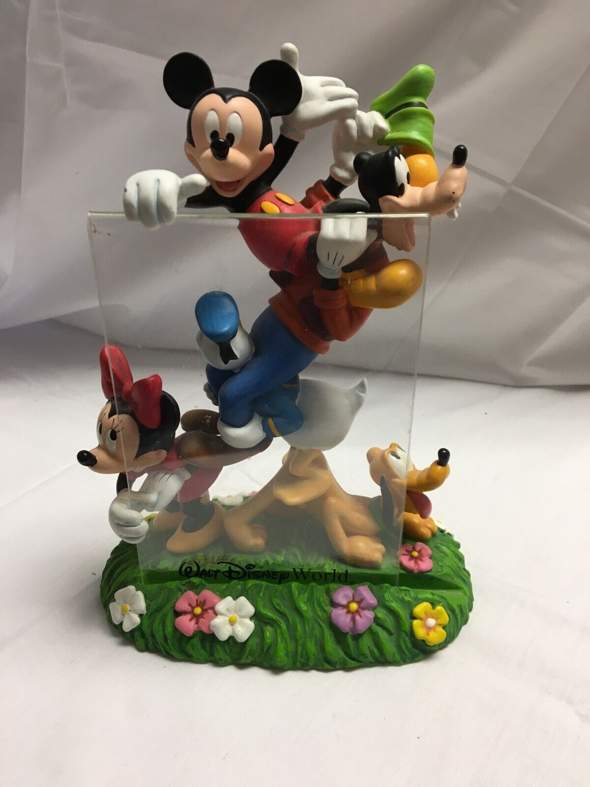 Vintage Disney Resin Goofy Mickey Pluto Character Photo Holder AS IS READ