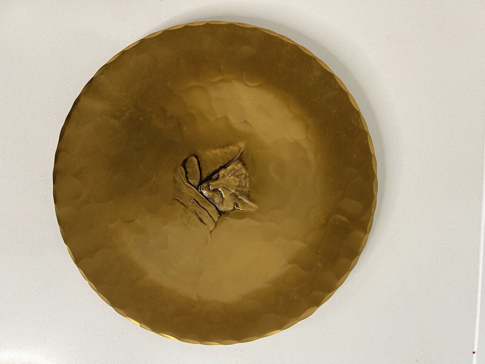 Handmade Wendell August Forge Solid Bronze Kitten Plate 9 Inch Great gift VTG