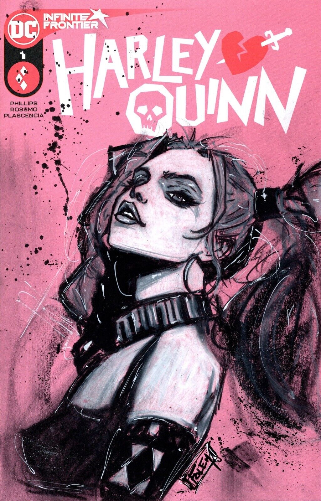 Dc Comics Harley Quinn #1  Blank Original Sketch By Nick Alan Foley W/COA