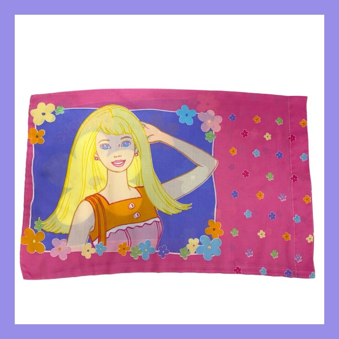 ❤️Vintage Barbie Pink & Purple Flower Standard Size Pillow Case Cover❤️