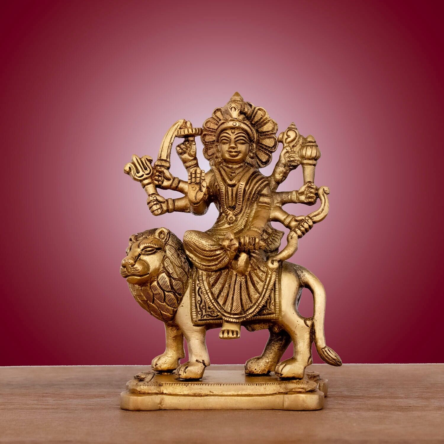 Brass Durga Statue for Pooja Room | Size - (3.5 x 2.5 x 5) Inches | Indigenite