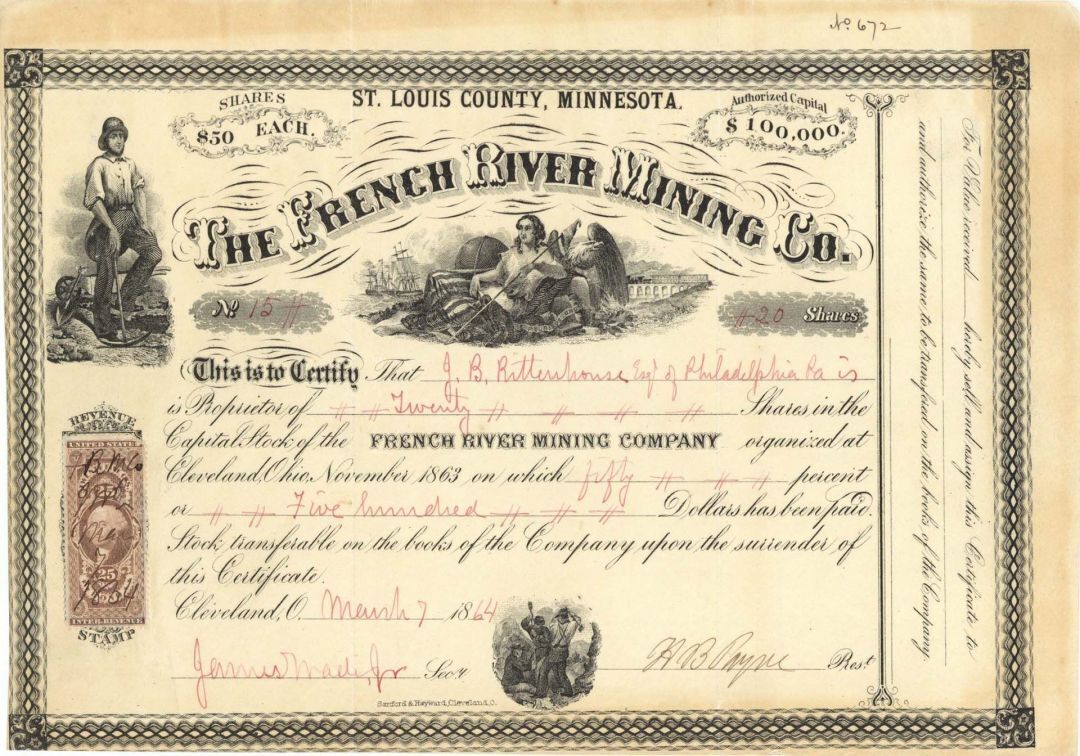 French River Mining Co. - Stock Certificate - Mining Stocks
