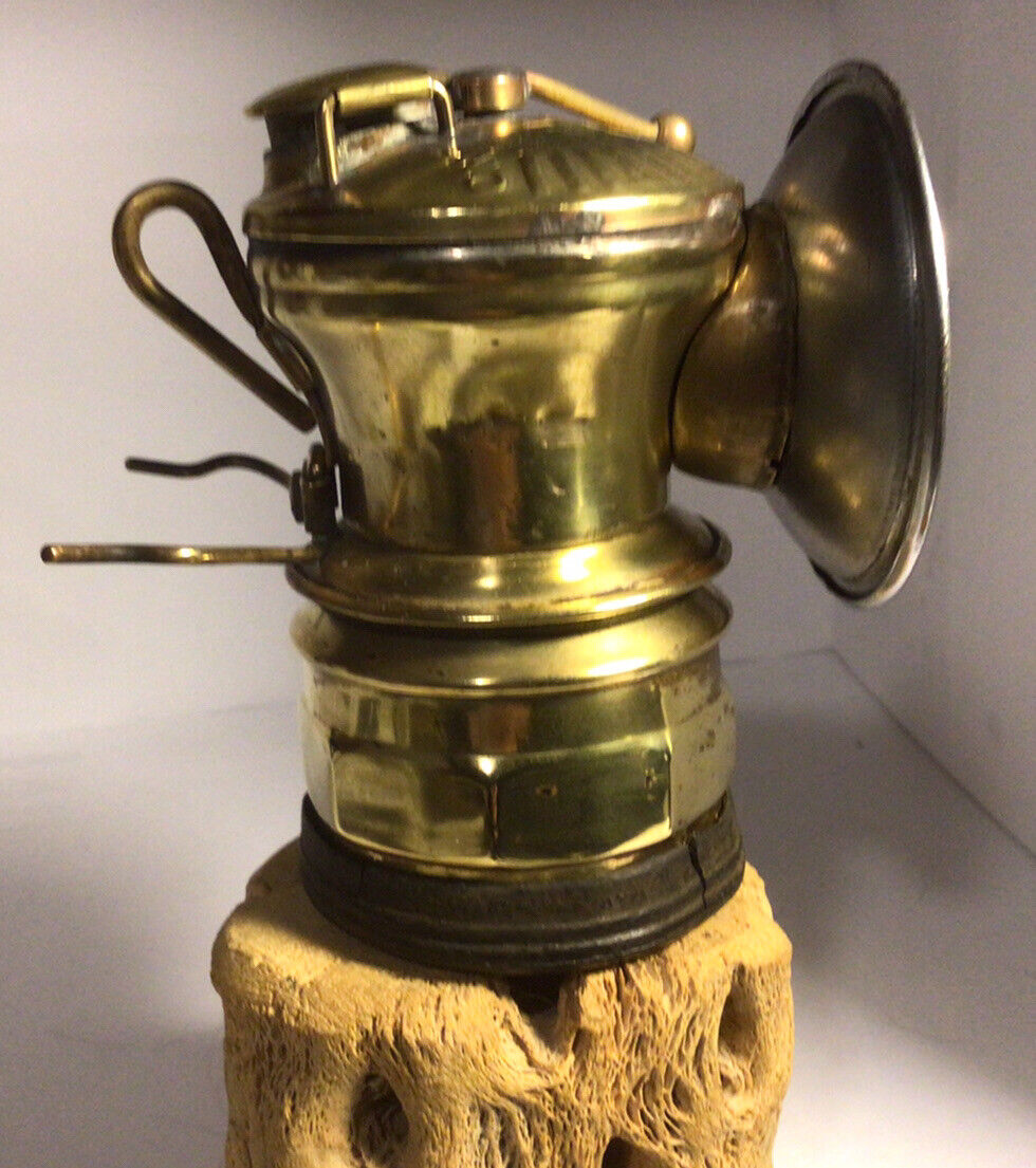 vintage Auto-Lite brass miner’s carbide lamp cleaned