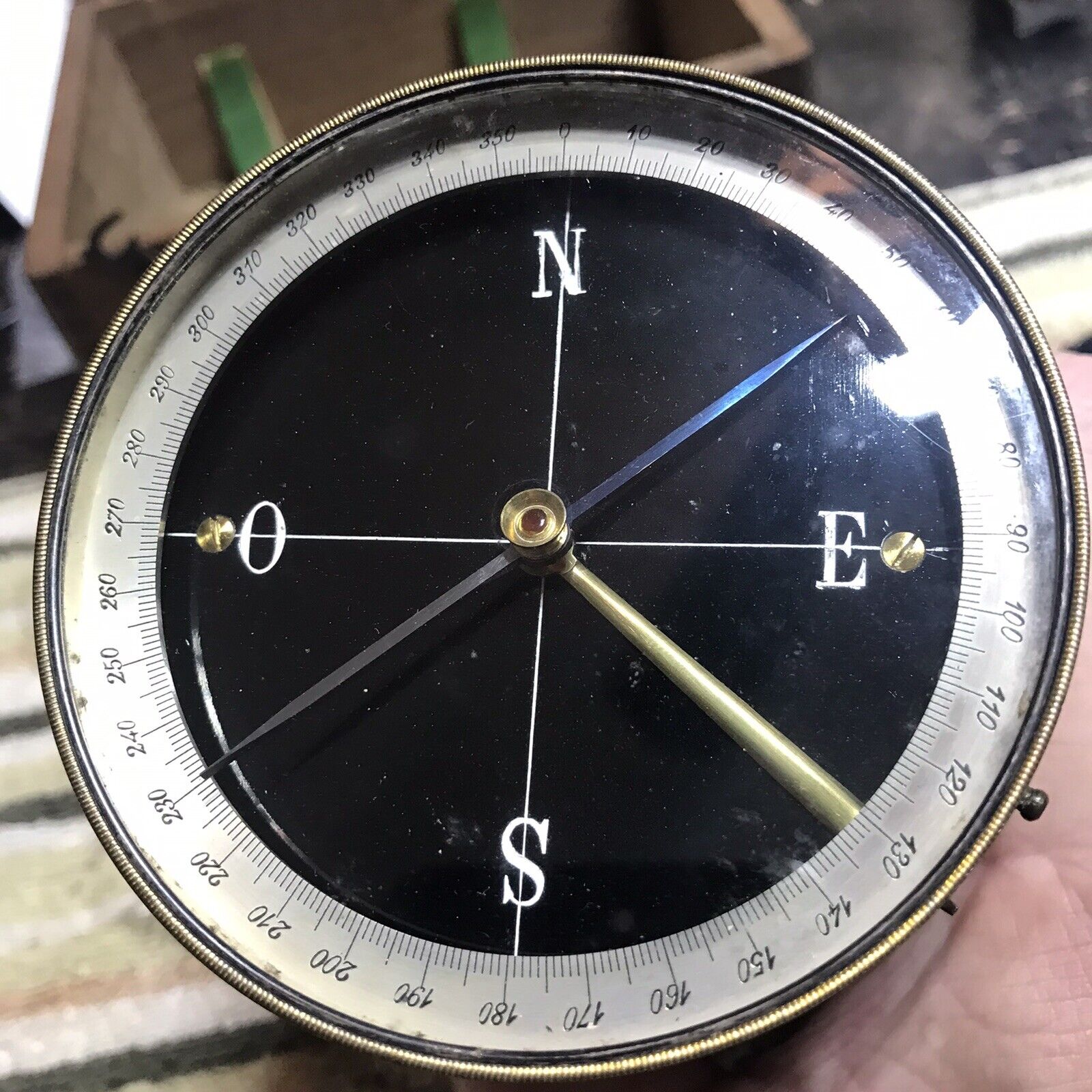 Rare vintage Surveyors circular cross staff pantometer  compass brass pantometer