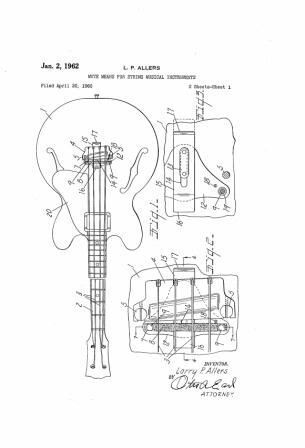 United States Patent Office Gibson EB-2 Bass 1960\'s Art Print