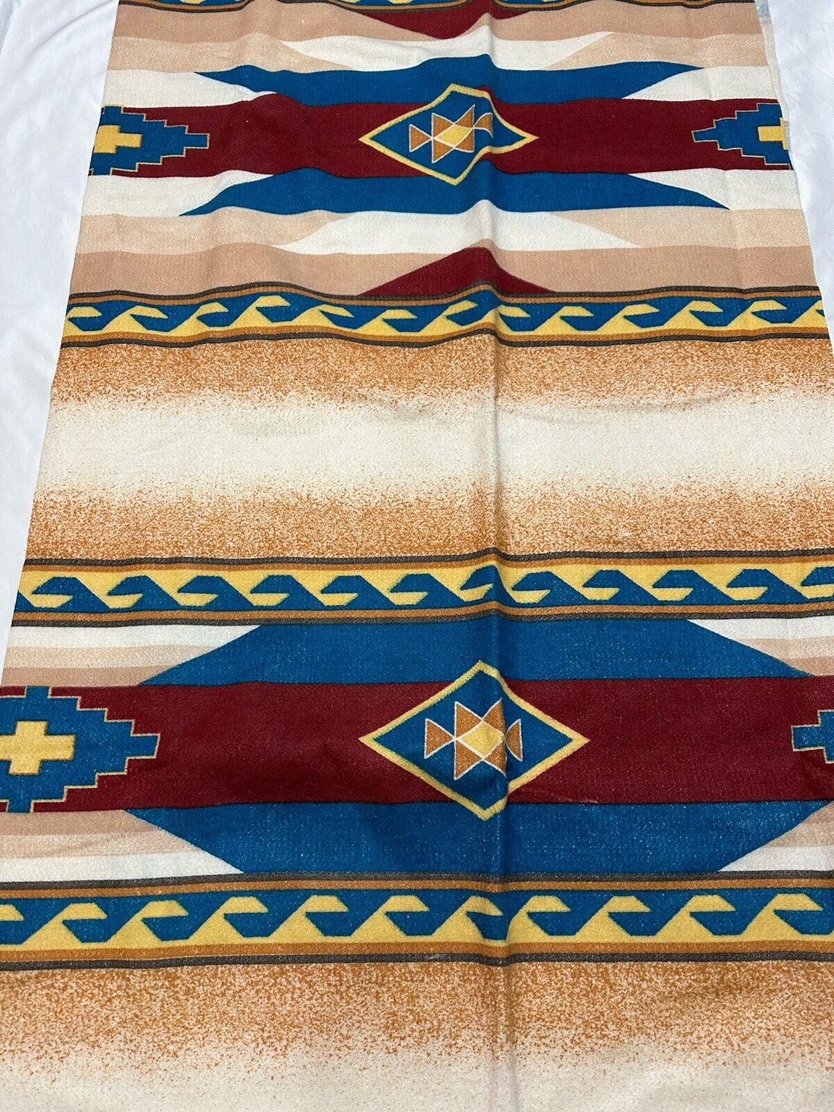 Vintage Blanket Aztec Southwestern Pattern Cabin Blanket USA Made 71x88”
