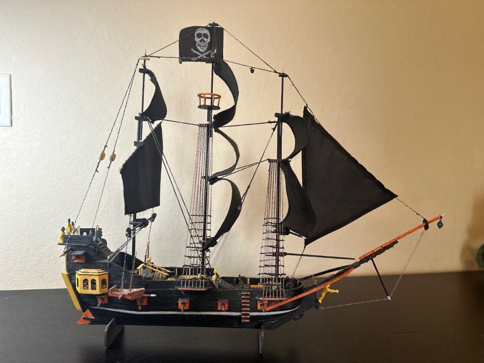 Handcrafted wooden ship, the black pearl ship, inspired by the pirate of the Car
