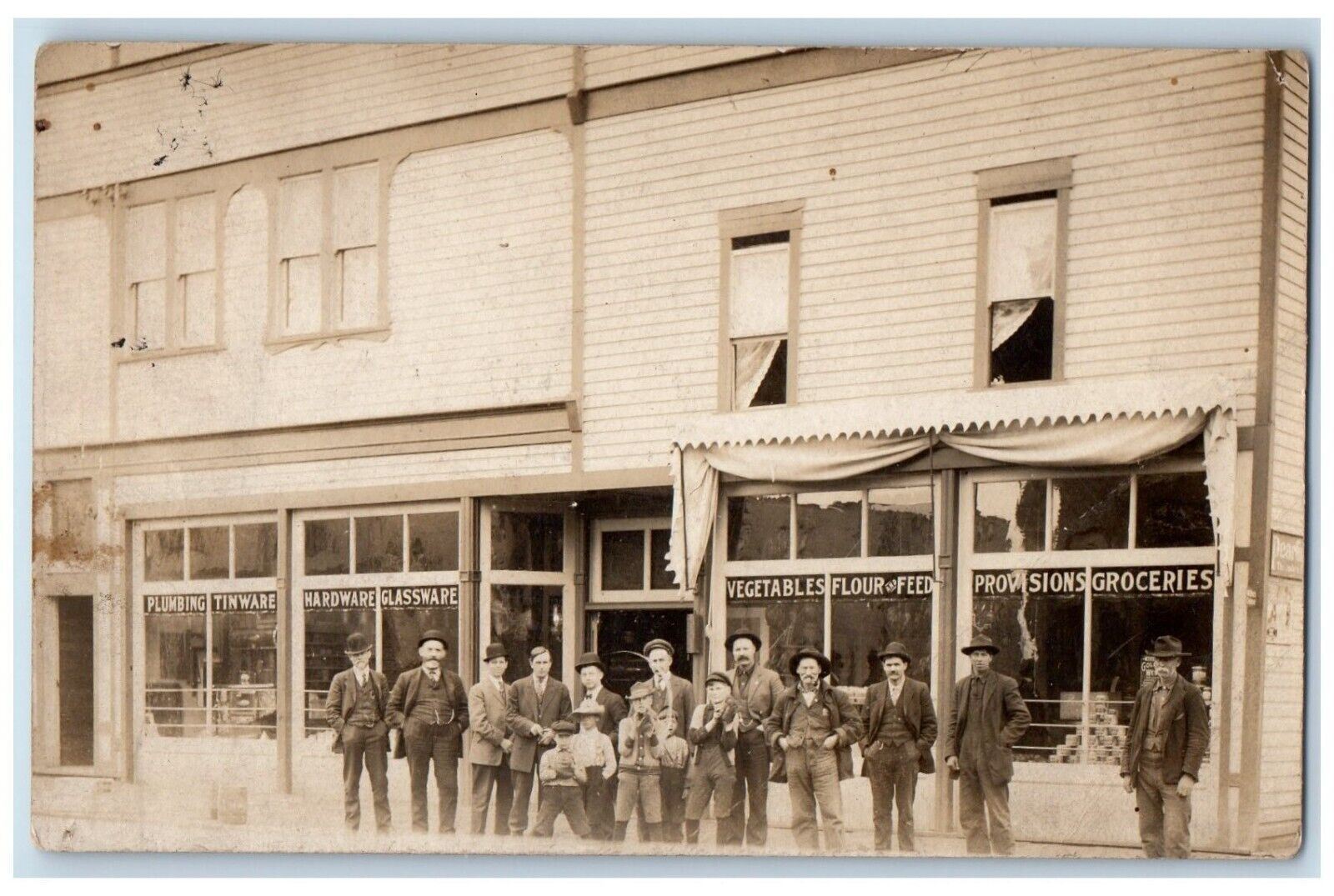 c1910 General Store Plumbing Glassware Baseball Children RPPC Photo Postcard