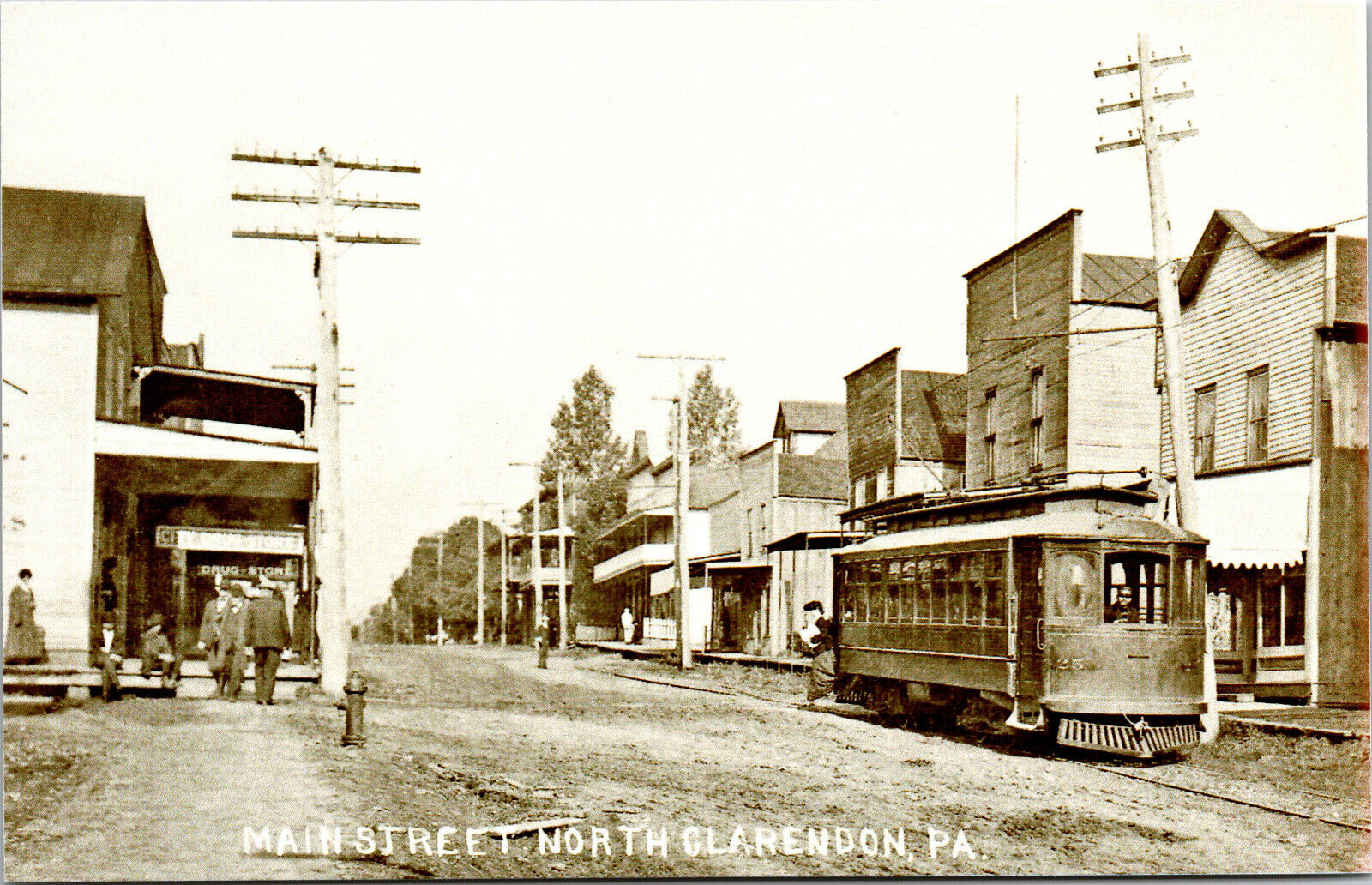 North Clarendon PA Railway Postcard Trolley Interurban Tram RPPC Reprint