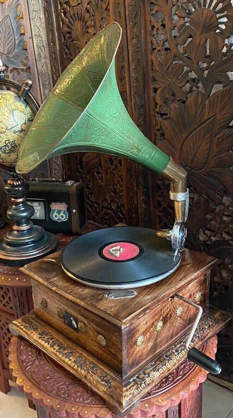HMV Gramophone Antique, Fully Functional Working Phonograpf, win-up record playe