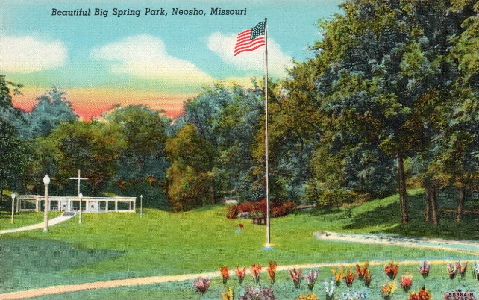 Postcard MO Neosho Missouri Big Spring Park Unposted Linen Vintage PC G8017