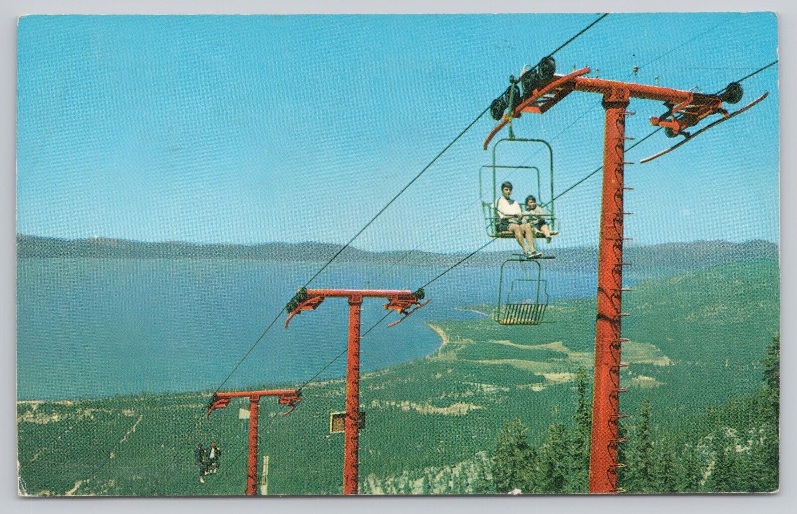 Lake Tahoe California, Heavenly Valley Ski Chair Lift, Vintage Postcard