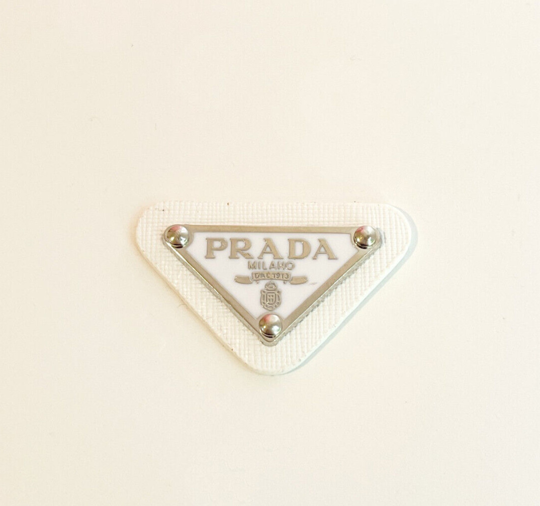 Prada Triangle Silver White Leather Pendant