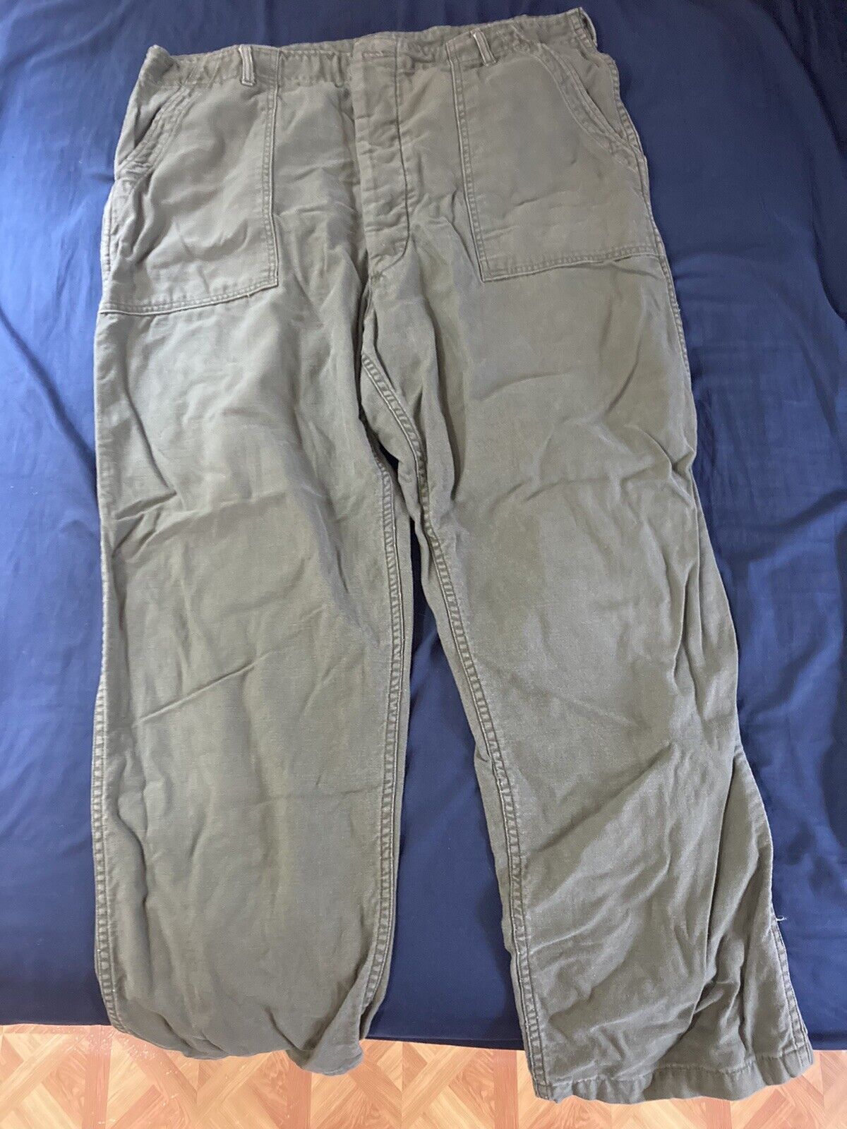 Vintage 1967 Vietnam Era Sateen OG-107 Tag Size 42x33 Button Fly Pants Trousers