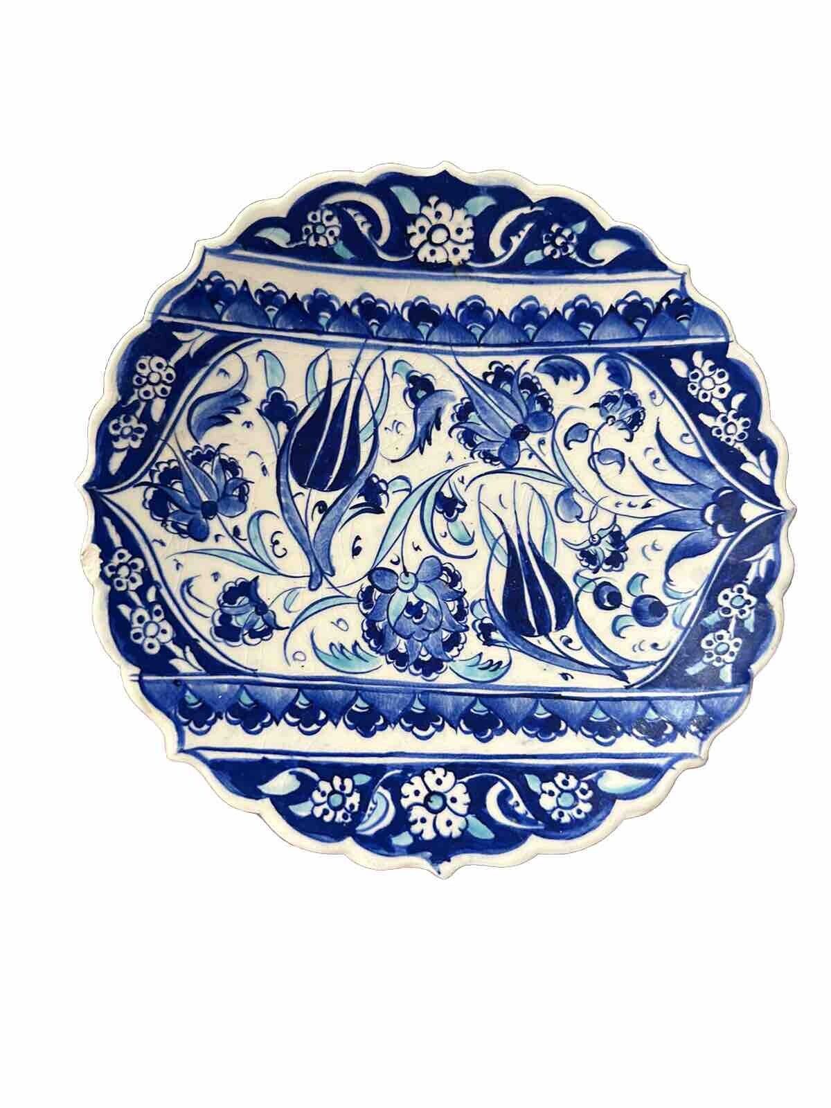 Handmade Blue & White Floral Turkish Decorative Dish Plate