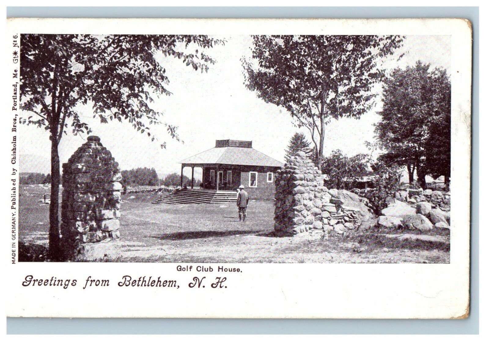 c1905 Greetings From Bethlehem New Hampshire NH Golf Club House Postcard