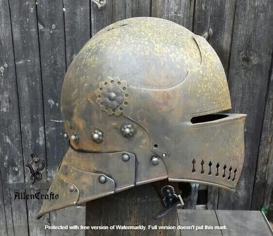 Medieval Knight German Sallet Helmet Steel Helmet Functional Old Rust Antique