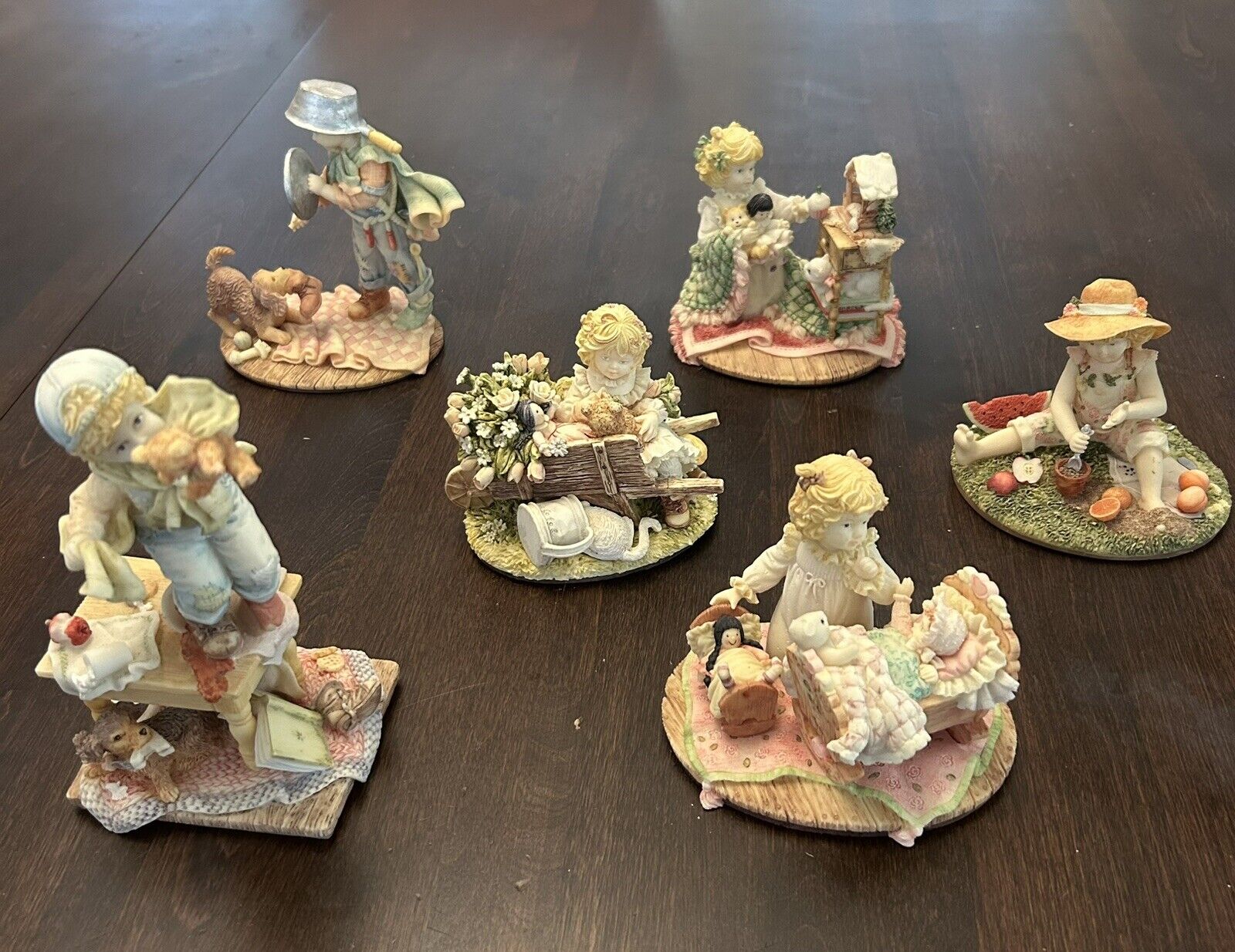 Rare- “Laura’s Attic” Limited Edition Figurine by Karen Hahn 1992/1993 set of 6.