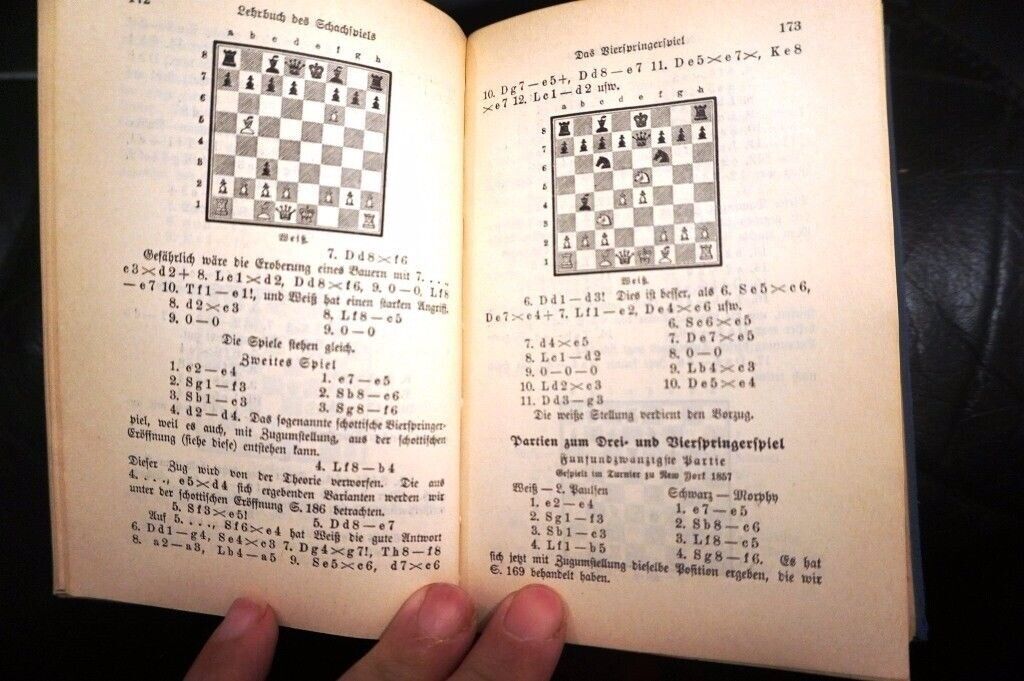 1932 Leipzig Chess Lehrbuch des Schachspiels Dufresne Plays Technique Rare