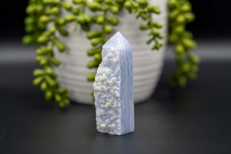 Blue Lace Agate Tower w/Raw Edge 3.5
