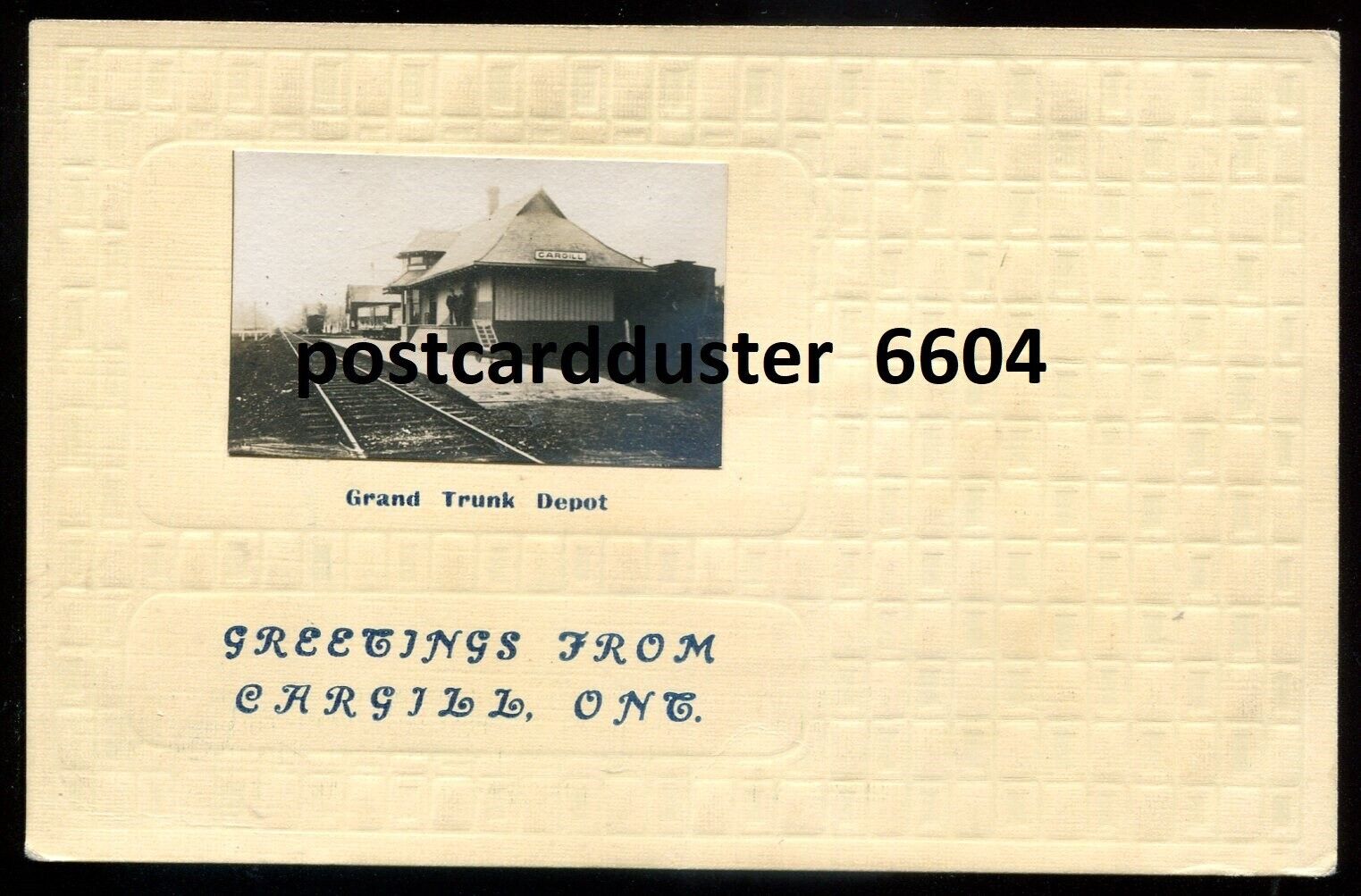 CARGILL Ontario Postcard 1910s GTR Train Station Real Photo Insert