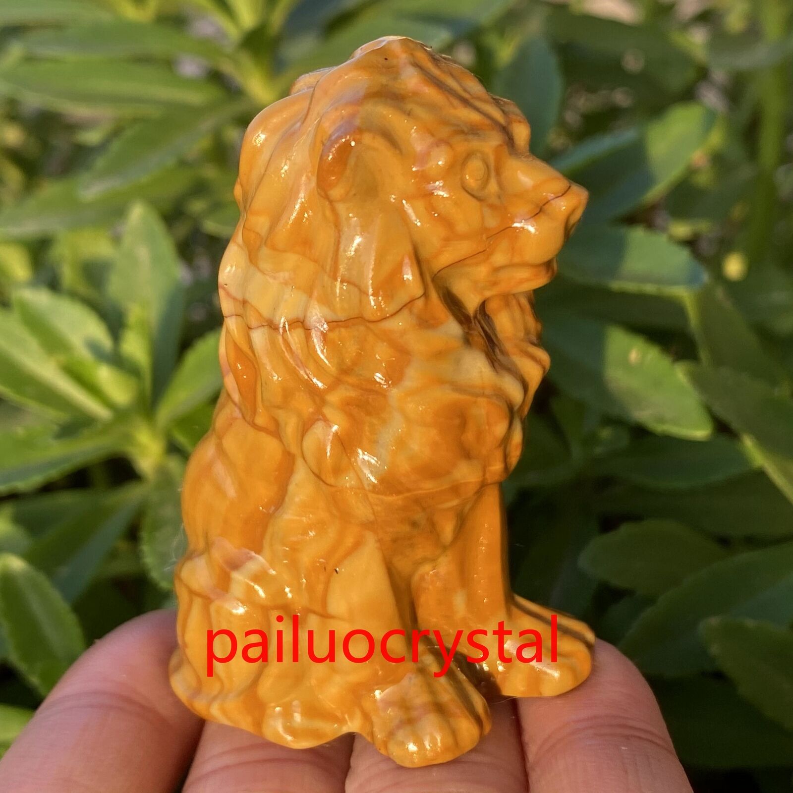 1pcs Natural Bamboo leaf stone Lion Quartz Crystal Skull Carved Figurines Gem 2