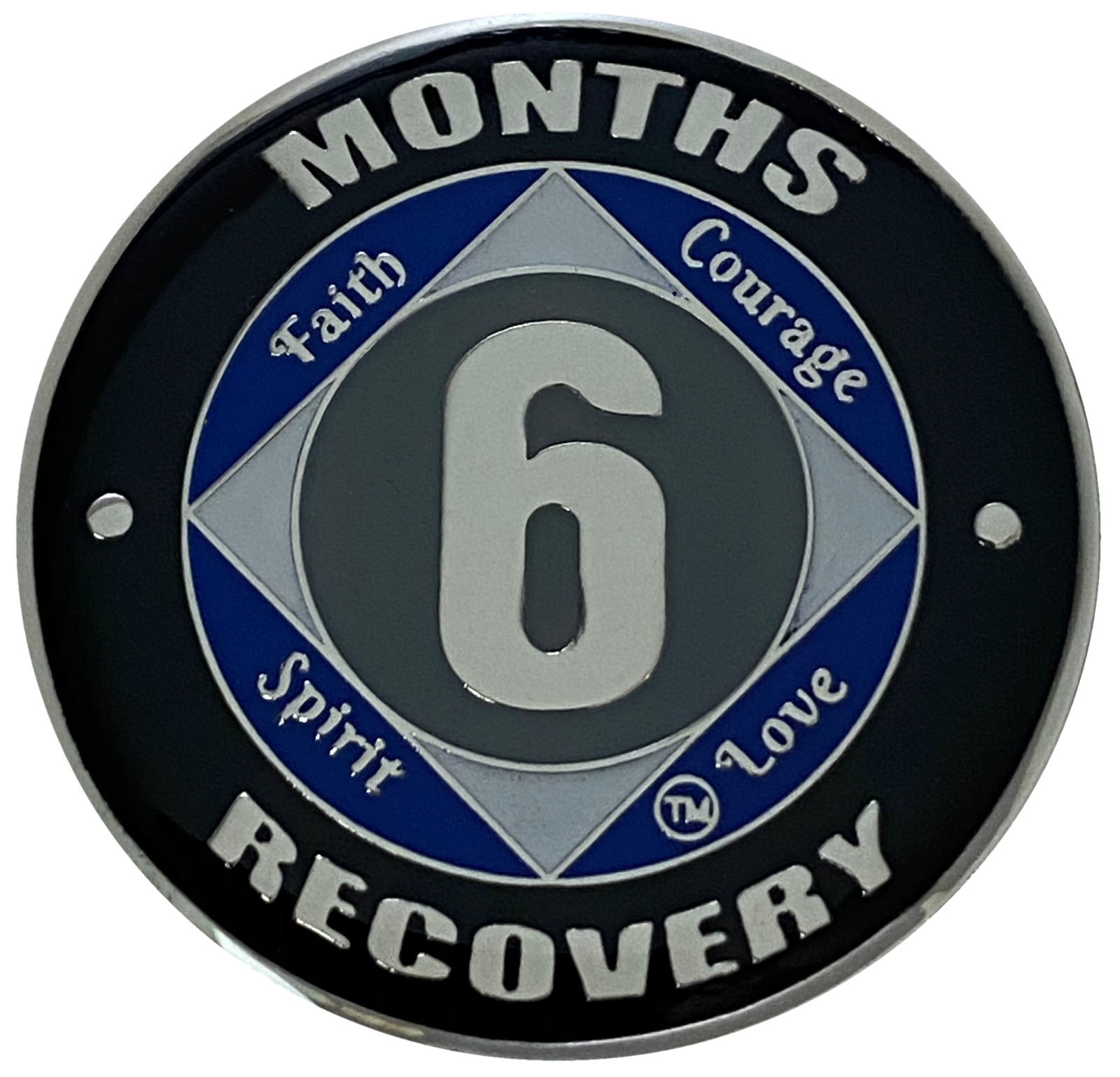 NA 6 Months Coin Silver Color Plated, Narcotics Anonymous Medallion