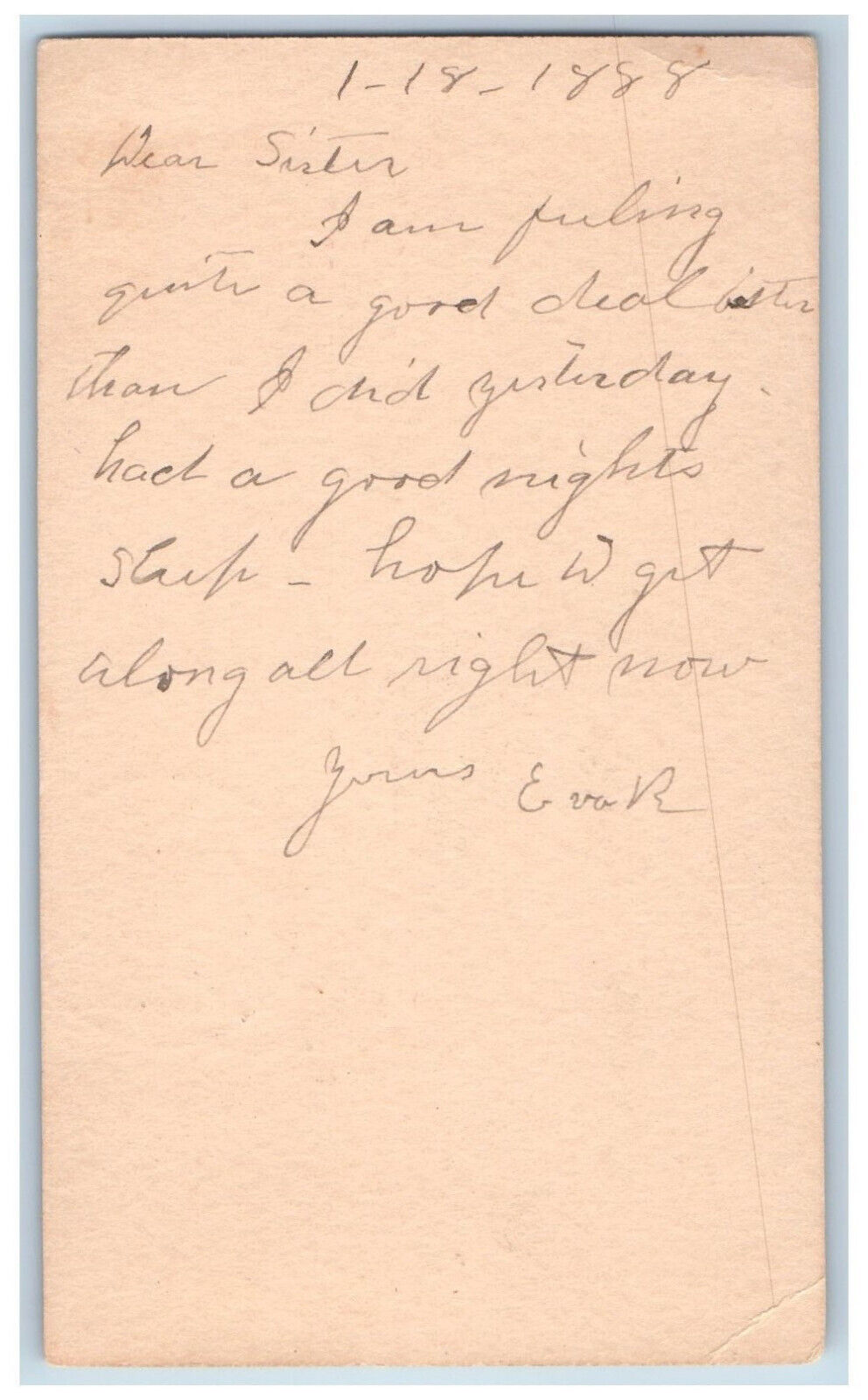 Tipton Iowa IA Stanwood IA Postal Card Letter to Sister 1888 Antique
