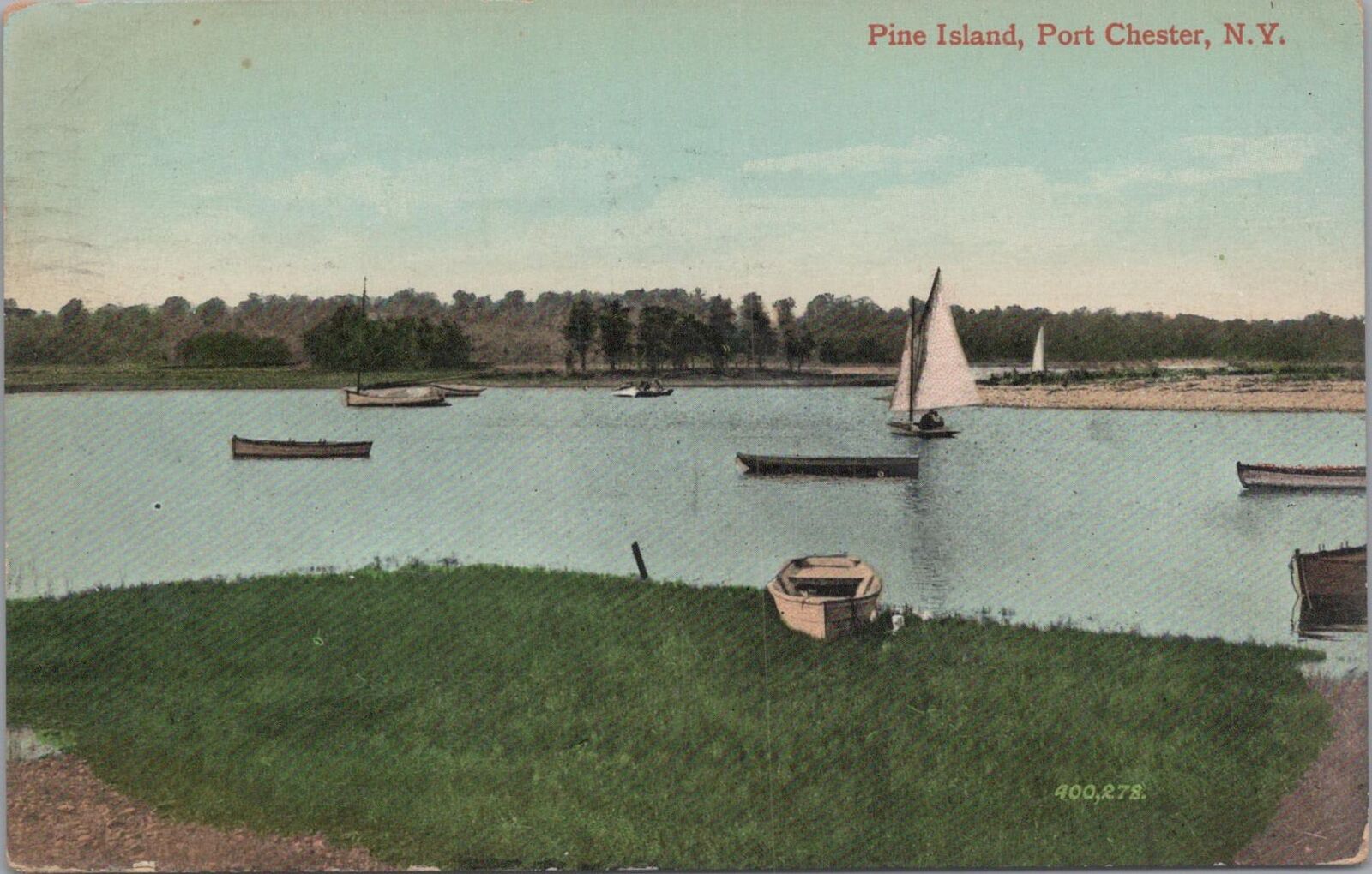 Postcard Pine Island Port Chester NY 1910