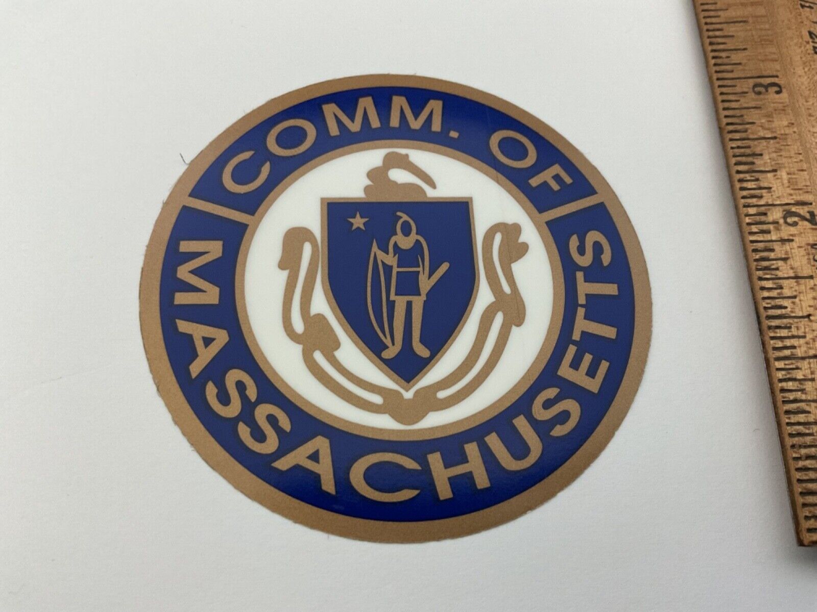 State Of Massachusetts Round full color seal patch 3” round for inside glass
