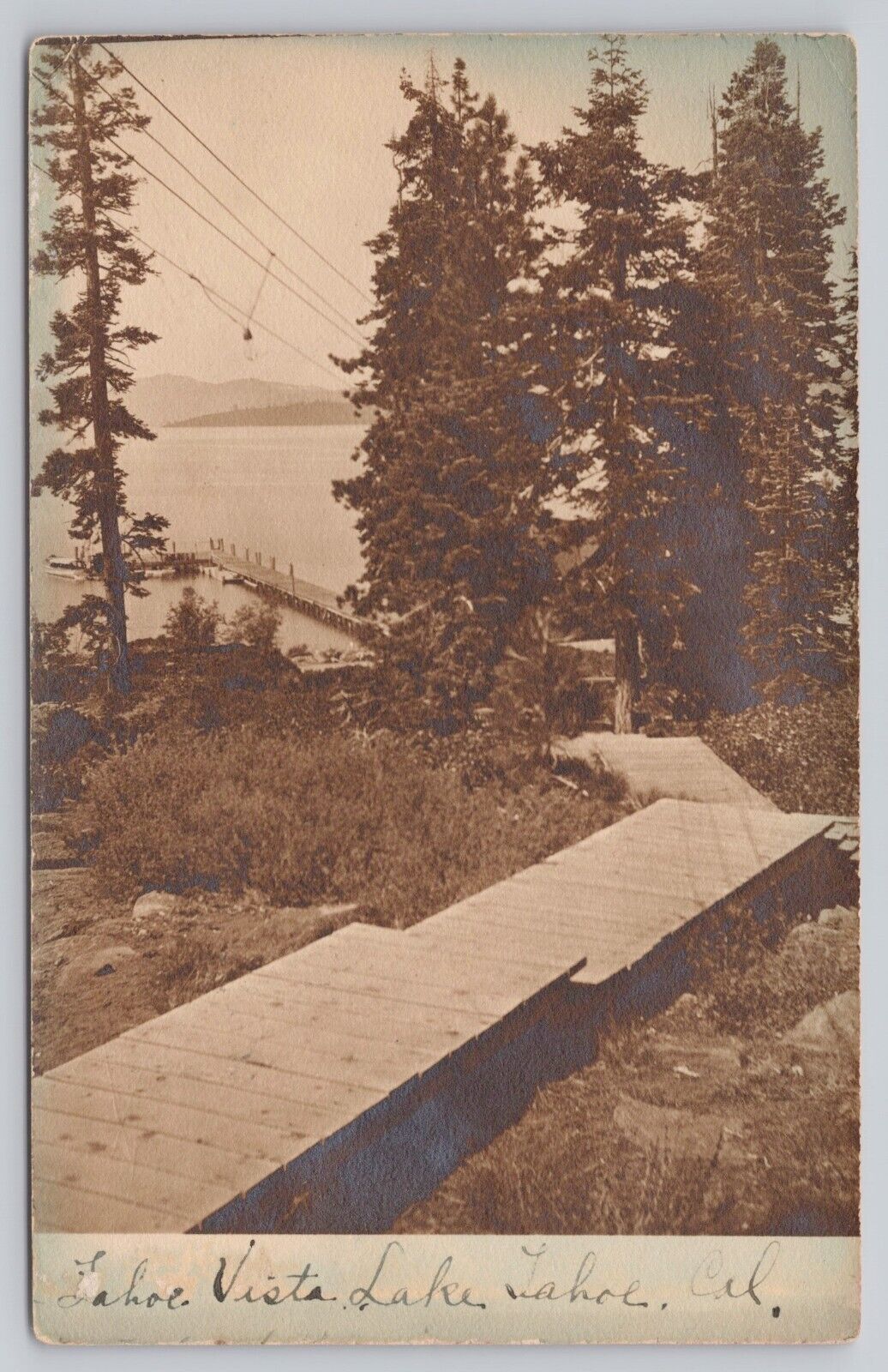 Lake Tahoe California Tahoe Vista Inn Boardwalk Vintage RPPC Real Photo Postcard