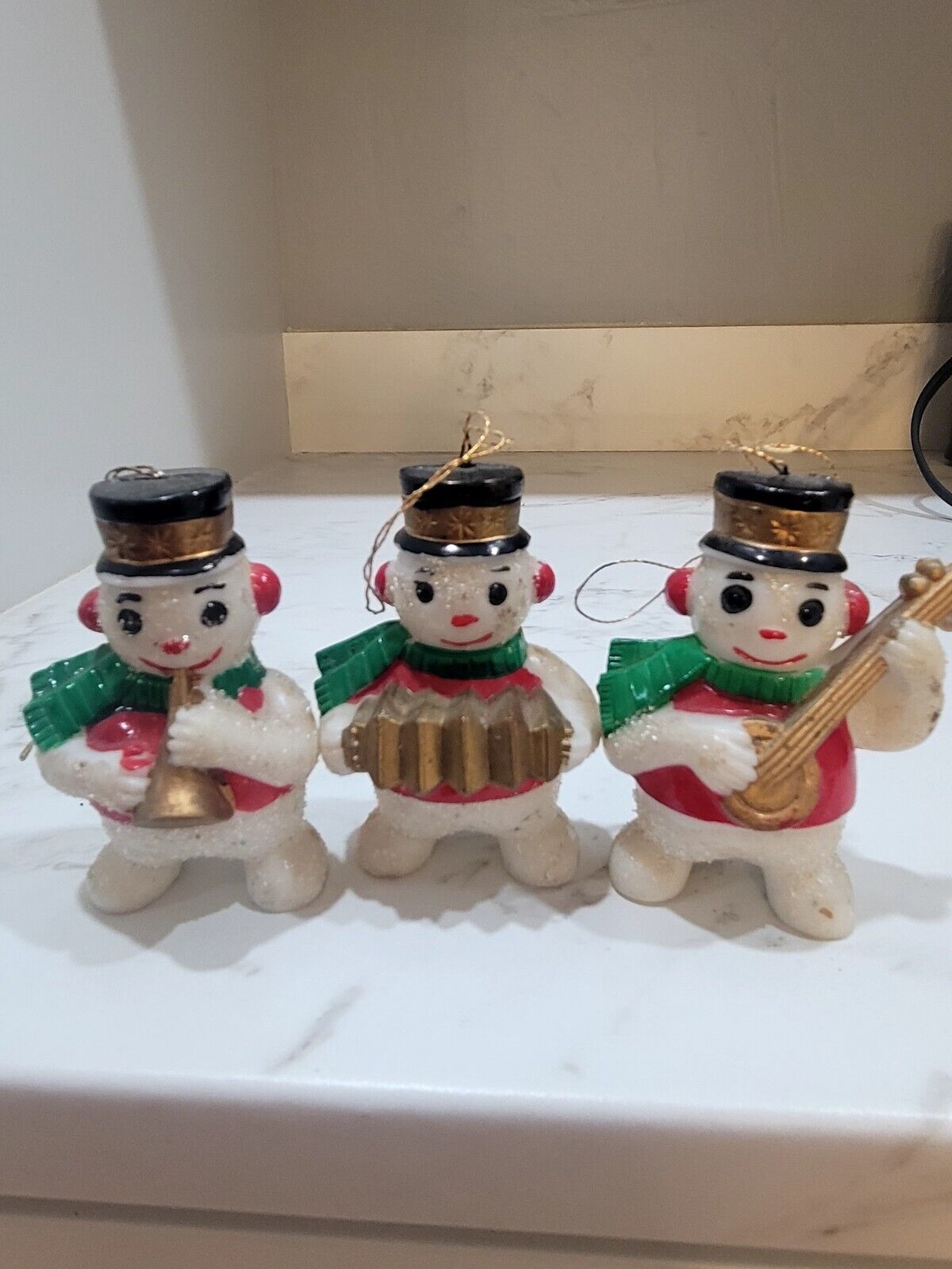 Vintage Hong Kong Plastic Snowman 3-Piece Band Christmas 3.5\