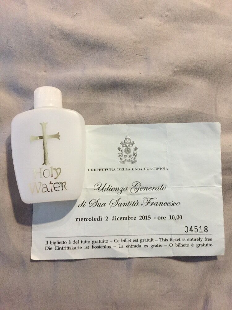 Blessed By Pope Francis & Benedict XVI 2015 Holy Water  Proof / Blessing Vatican