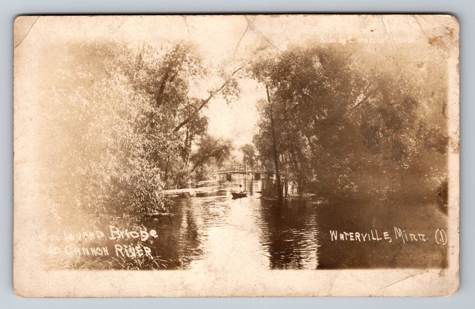 Boulevard Bridge And Cannon River Waterville Minnesota 1917 RPPC Postcard
