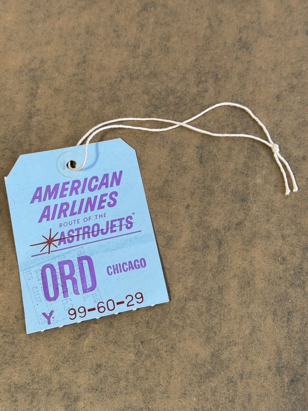 O’Hare Airport American Airlines Astrojets Luggage Tag Chicago Vintage 60’s 