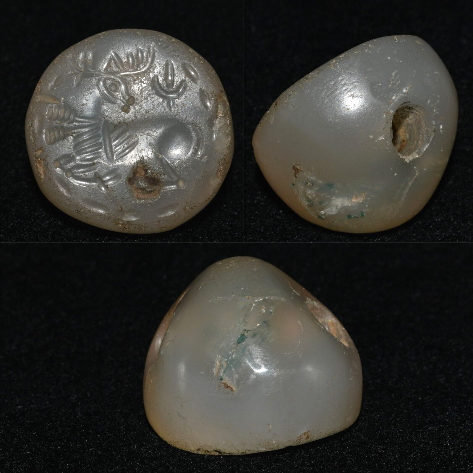 Genuine Ancient Sasanian Agate Stone Intaglio Seal Bead 3rd–early 4th Century CE