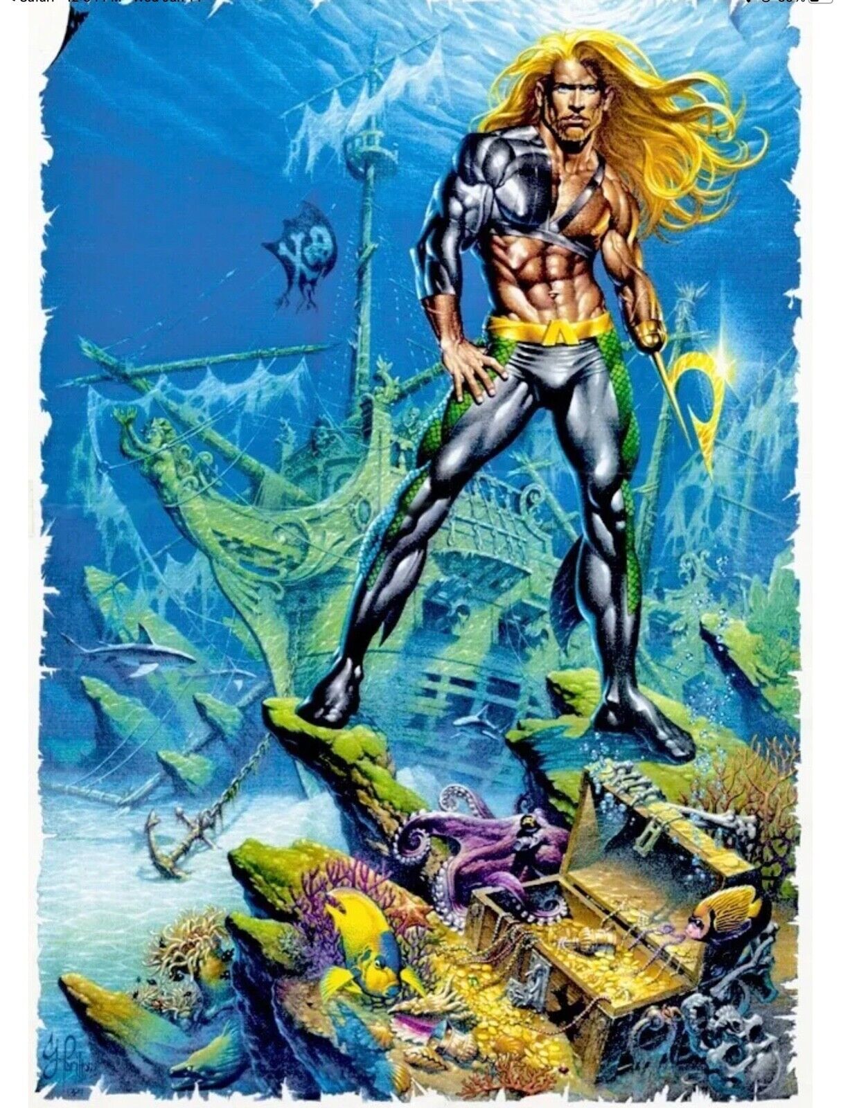 Aquaman Poster Art By Craig Hamilton 1994 NEW & RARE