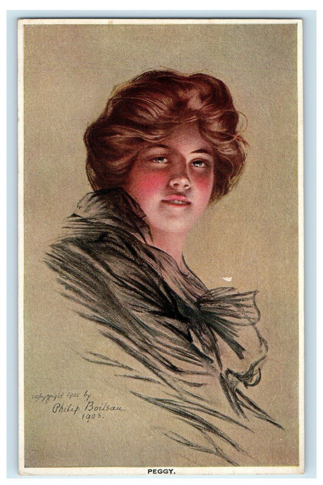 c1910 Philip Boileau Beautiful Lady in Black Peggy Antique Unposted Postcard