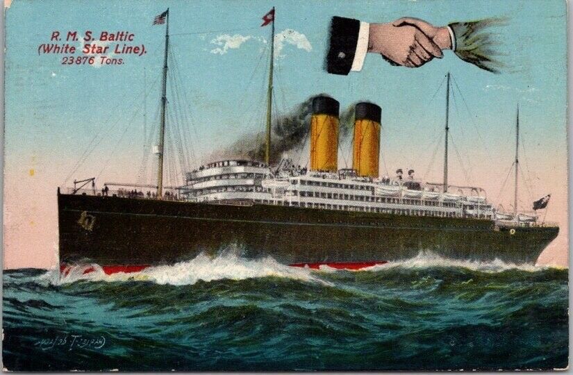 c1910s WHITE STAR LINE Steamship Postcard 