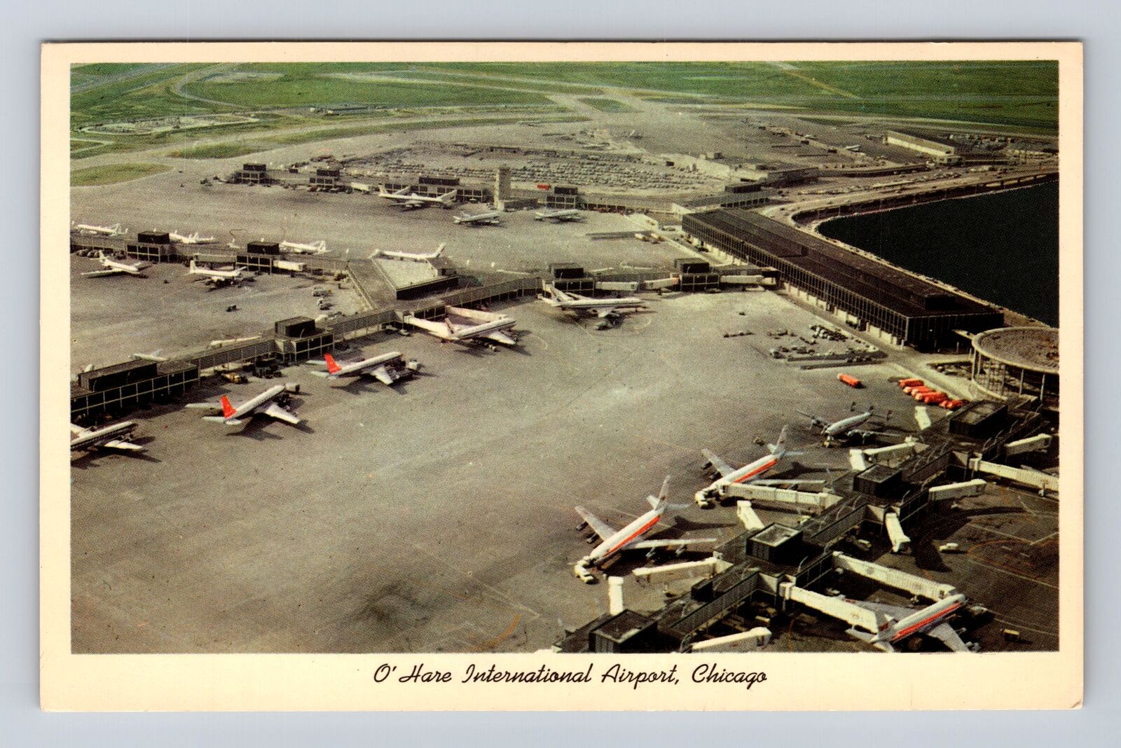 Chicago IL-Illinois, O'Hare International Airport, Aerial View, Vintage Postcard