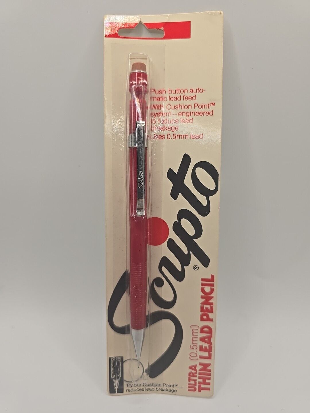 Vintage NOS Scripto Ultra Thin Lead Pencil 0.5mm P209 Red