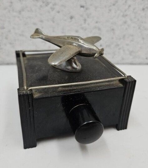 Dunhill Vtg Rare Art Deco Silent Flame Airplane Table Lighter 