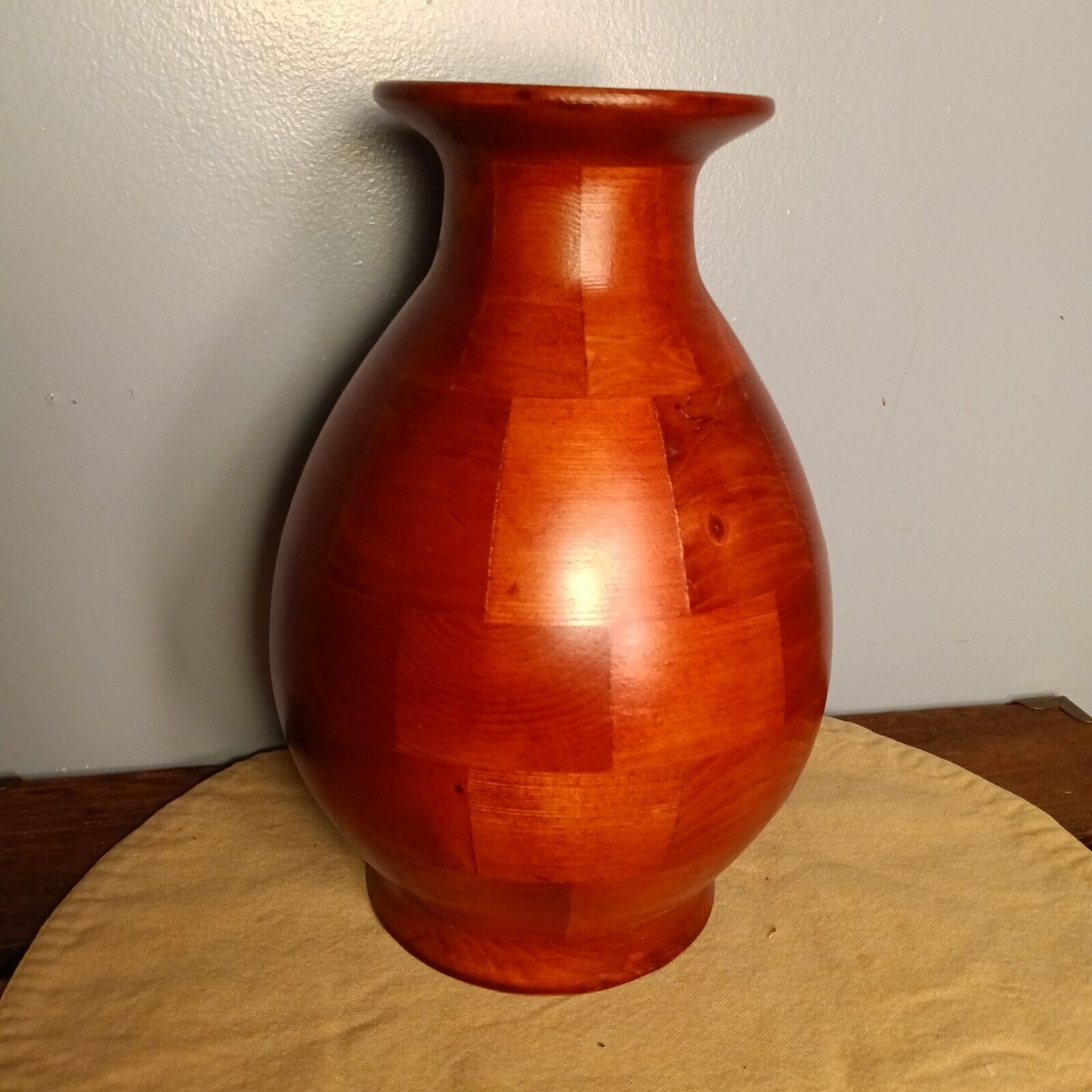 Vintage Wooden Segmented Large Vase, MCM, 9\