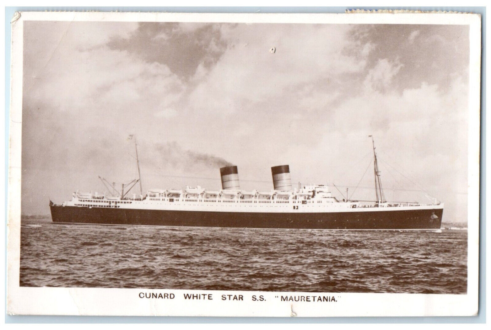 c1940's Cunard White Star S.S. Mauretania Paquebot RPPC Photo Postcard