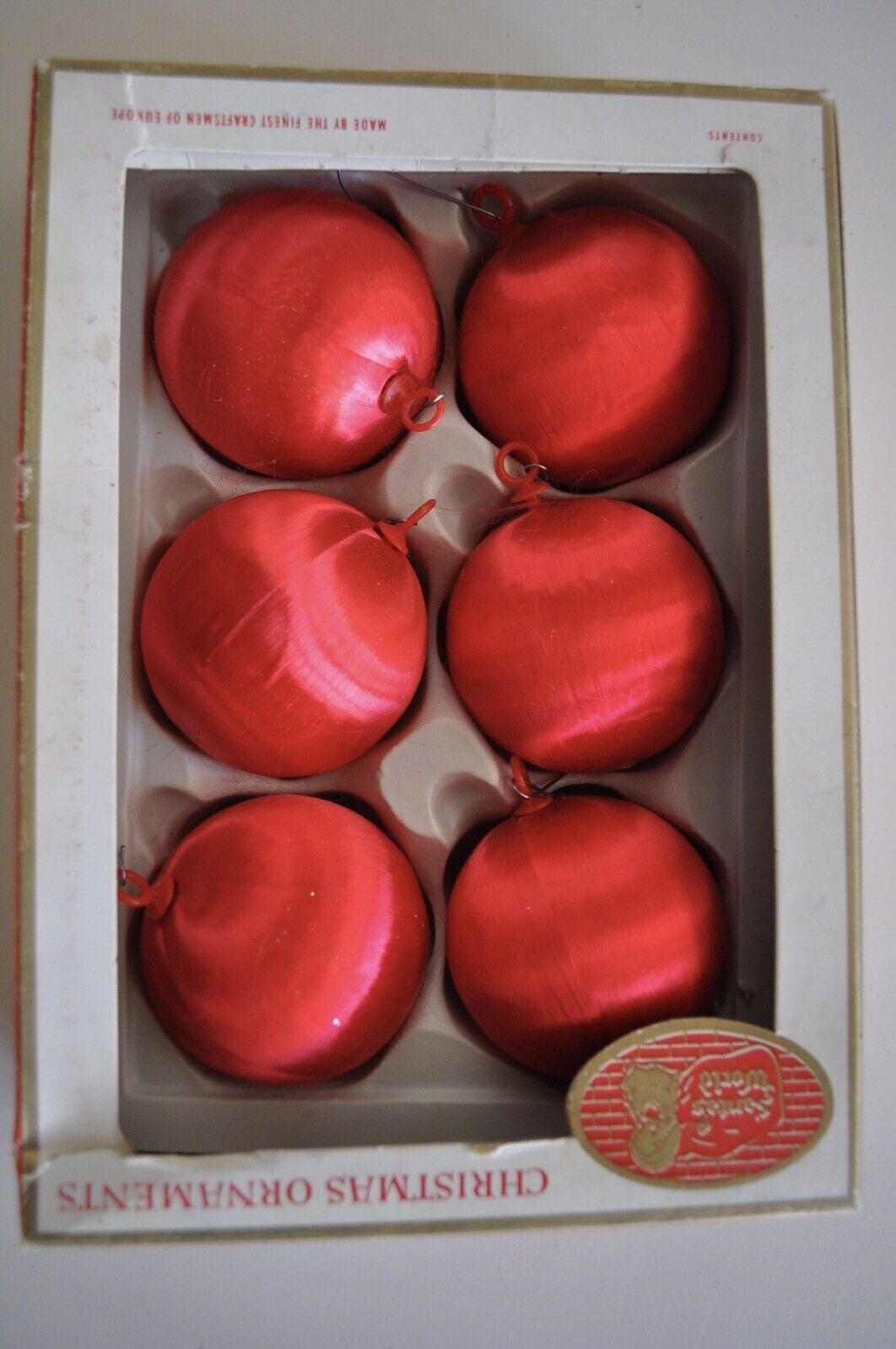 Vintage Red Satin Ball Unbreakable Ornaments from Kurt S. Adler Inc. 