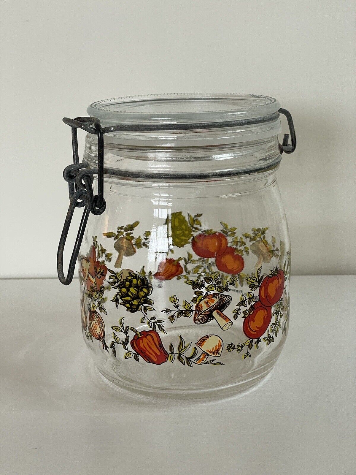Vintage Bail Jar Vegetables Flowers Canister Canning With Lid Glass Seal Unique